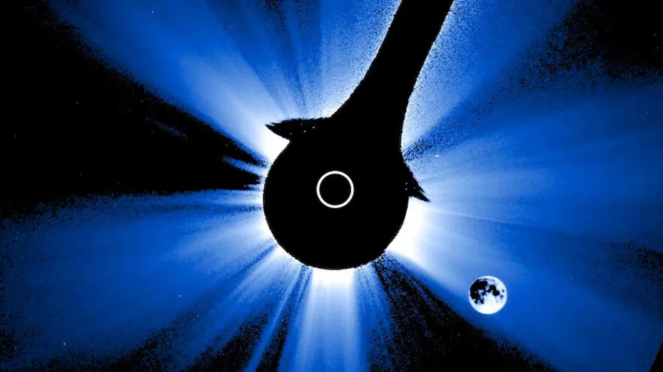ماهواره GOES-19 سازمان ملی اقیانوسی و جوی (NOAA) یک خورشیدگرفتگی نادر با مسیر ماه تحریف‌شده را ثبت کرد