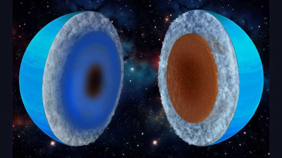 مطالعهای نشان میدهد که اورانوس و نپتون ممکن است سیاراتی باشند که عمدتاً از سنگ تشکیل شدهاند