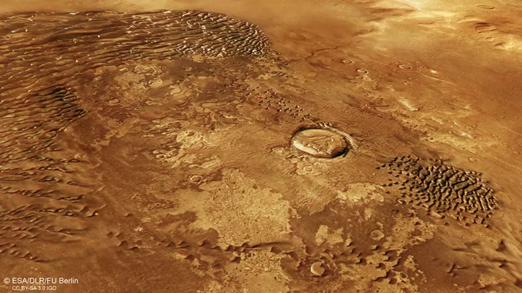 Mars Express تصاویر شگفتانگیزی از امواج «فلزی» ۱۰۰ متری در ارتفاعات جنوبی مریخ ارسال کرد