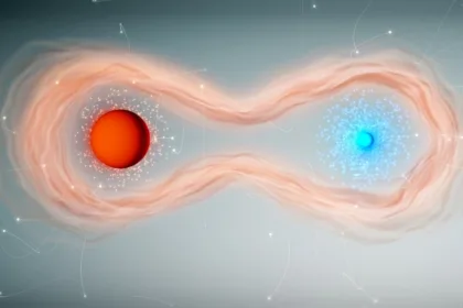 illustration of qubit with quantum entanglement
