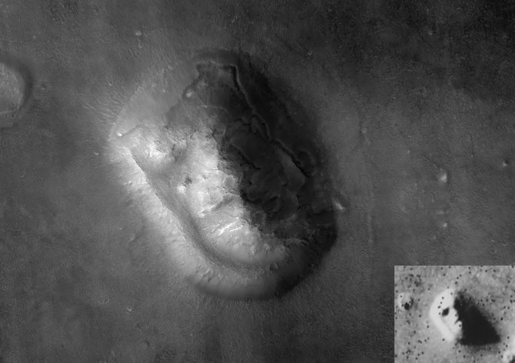 the high resolution imaging science experiment onboard the mars reconnaissance orbiter show the face for waht really is a windswept hill l