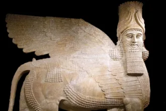 Assyrian protective deity known as a lamassu