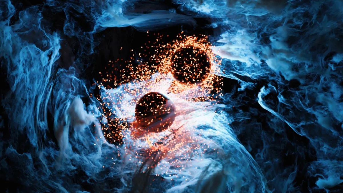 TwoParticlesInBlueMedium
