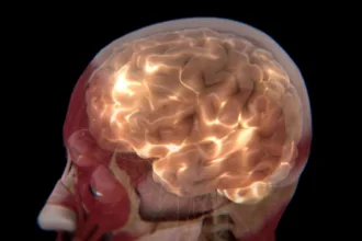 brain showing lights